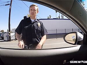 CAUGHT! black chick gets splooged sucking off a cop