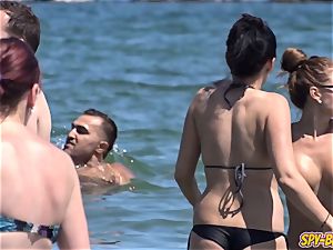 phat globes inexperienced braless mischievous teenagers hidden cam Beach video